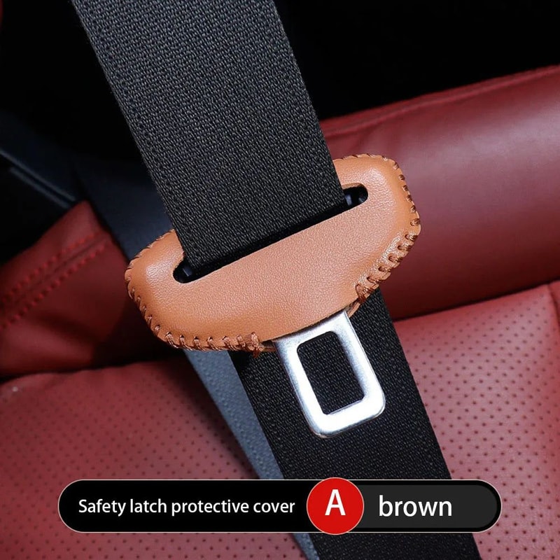Universal Seat Belt Buckle Cover In PU Leather AntiScratch QuietRide Protector For Car Interiors 9