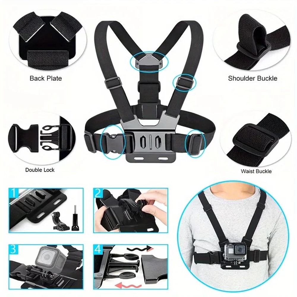 5in1 Ergonomic Chest Mount Phone Holder Adjustable Phone Chest Strap For Stable POV Recording 3