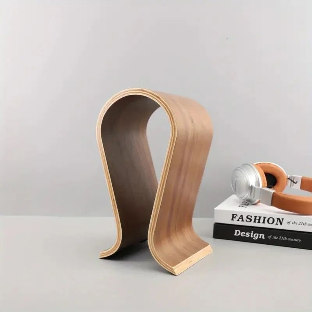 UShaped Wooden Headphone Stand For Desk Desktop Headphone Holder Display 1