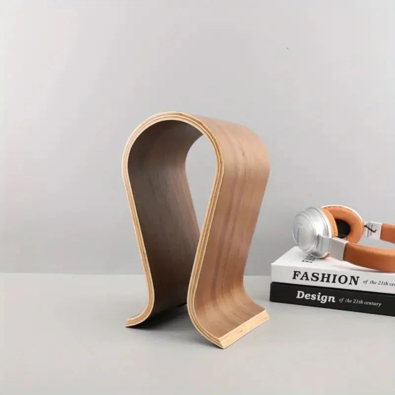 UShaped Wooden Headphone Stand For Desk Desktop Headphone Holder Display 1
