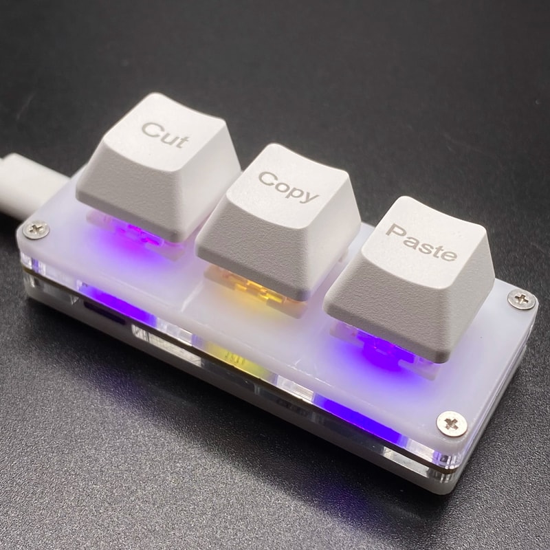 SmartTap 3Key RGB Macro Keypad Programmable Mini Mechanical Keyboard For Fast Copy Paste Shortcuts 2