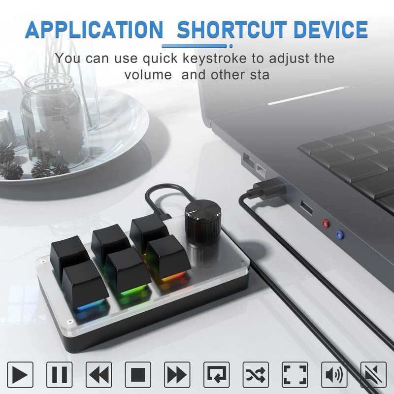 RGB Programmable Macro Keypad With Control Knob 6Key Mechanical Mini Keyboard For Gaming Creative 2