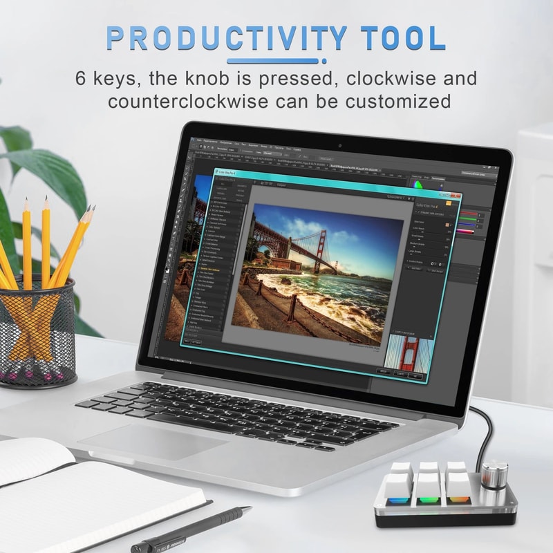 RGB Programmable Macro Keypad With Control Knob 6Key Mechanical Mini Keyboard For Gaming Creative 4