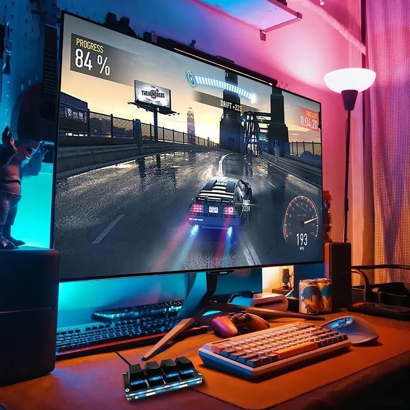 RGB Mini Macro Pad Keyboard 4Key Copy Paste Shortcut Mechanical Keypad 3