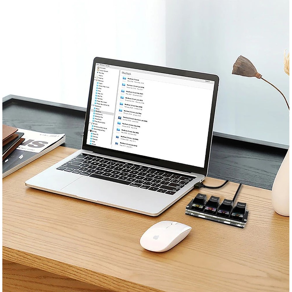 RGB Mini Macro Pad Keyboard 4Key Copy Paste Shortcut Mechanical Keypad 4