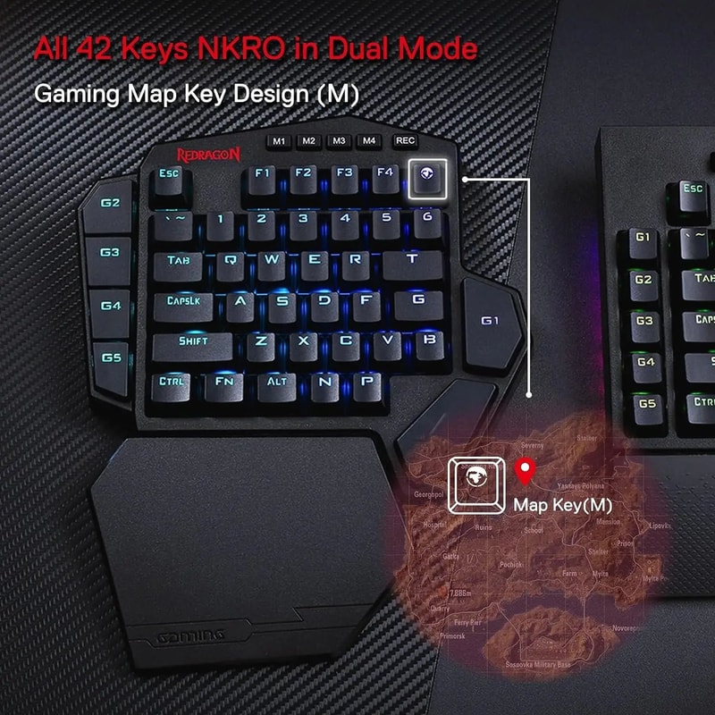 Redragon K585 PRO Wireless OneHanded RGB Gaming Keypad With Macro Keys Wrist Support 0