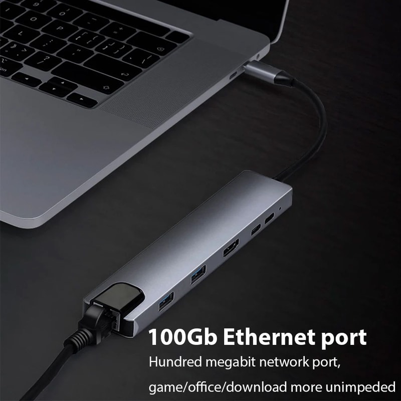 6in1 USBC Hub Docking Station With Ethernet 65W Charging 3