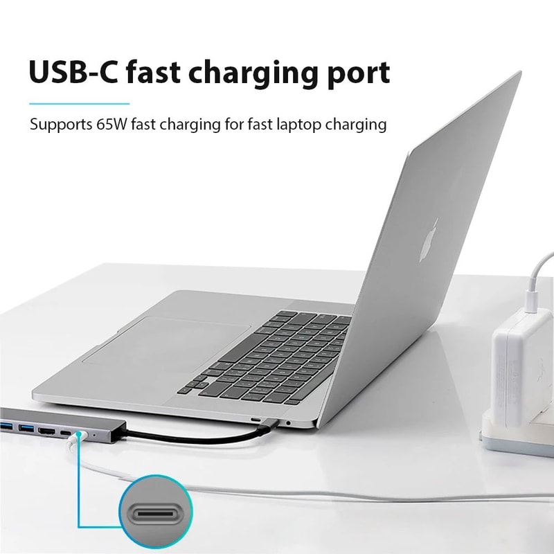 6in1 USBC Hub Docking Station With Ethernet 65W Charging 5