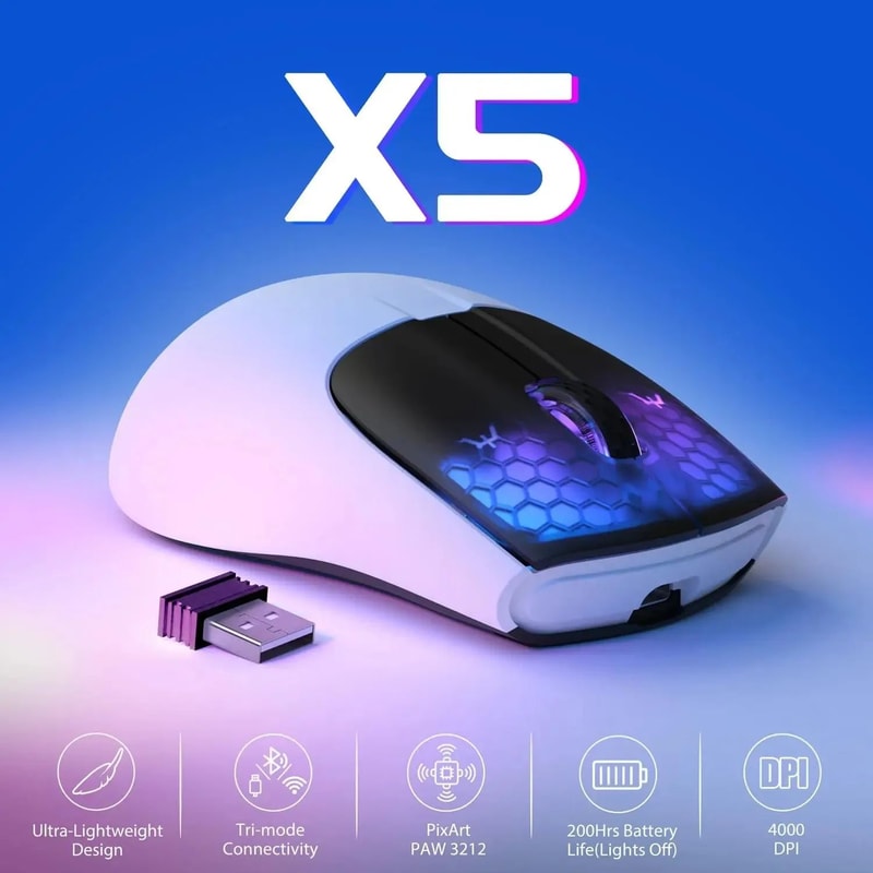 Attack Shark X5 Ultralight TriMode Wireless Gaming Mouse With PixArt Optical Sensor 3
