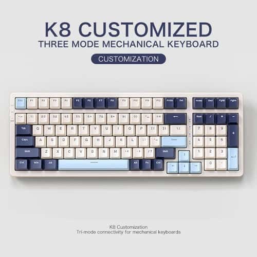 Tri-Mode 100-Key Wireless Mechanical Keyboard with Hot-Swap Switches and RGB Lighting