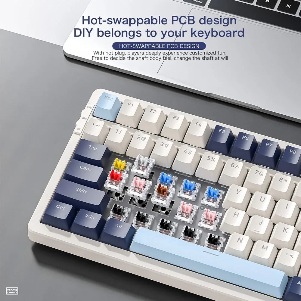 TriMode 100Key Wireless Mechanical Keyboard With HotSwap Switches And RGB Lighting 1