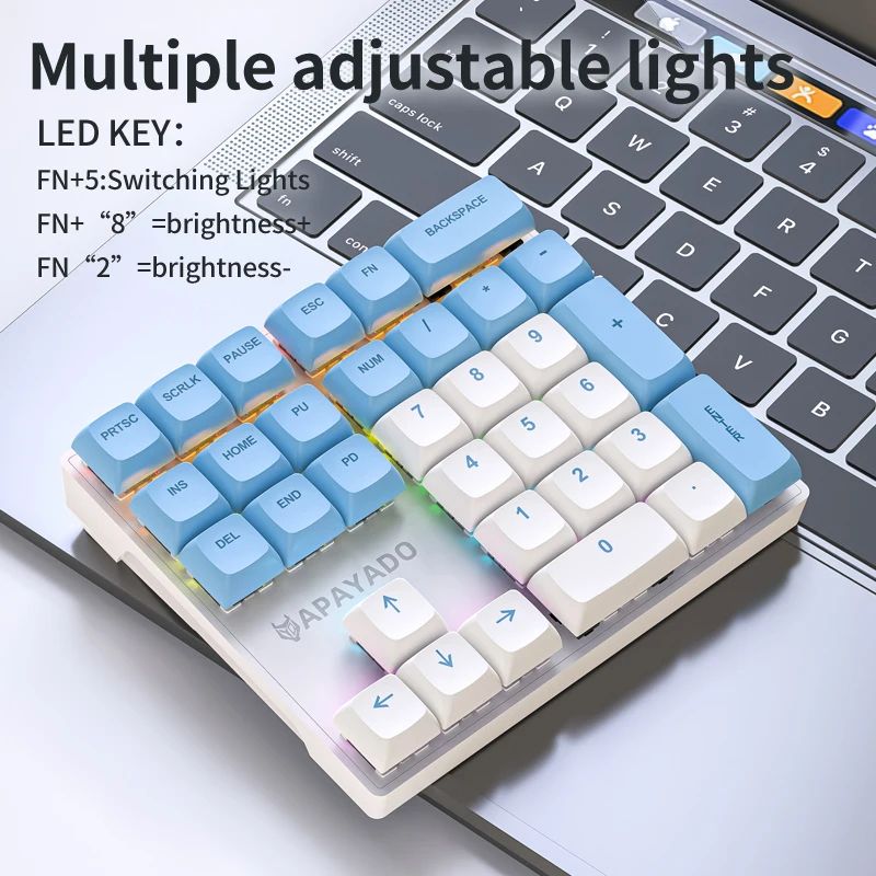 APAYADO K33 Mini Mechanical Numeric Keypad With RGB Backlight PBT Keycaps 3