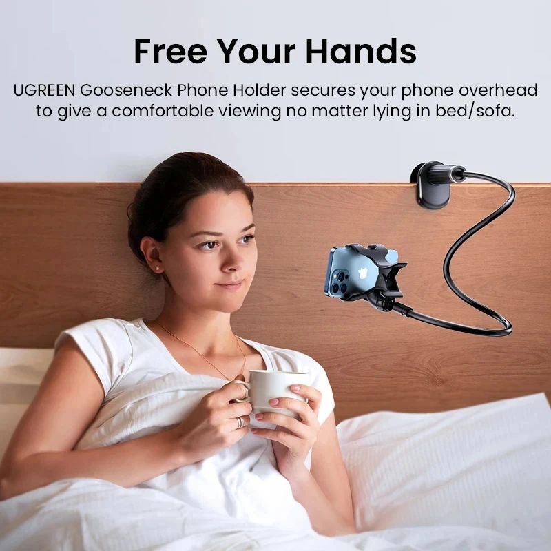 Universal Adjustable Phone Stand With Rotating Clip Bedside Desk HandsFree Holder 2