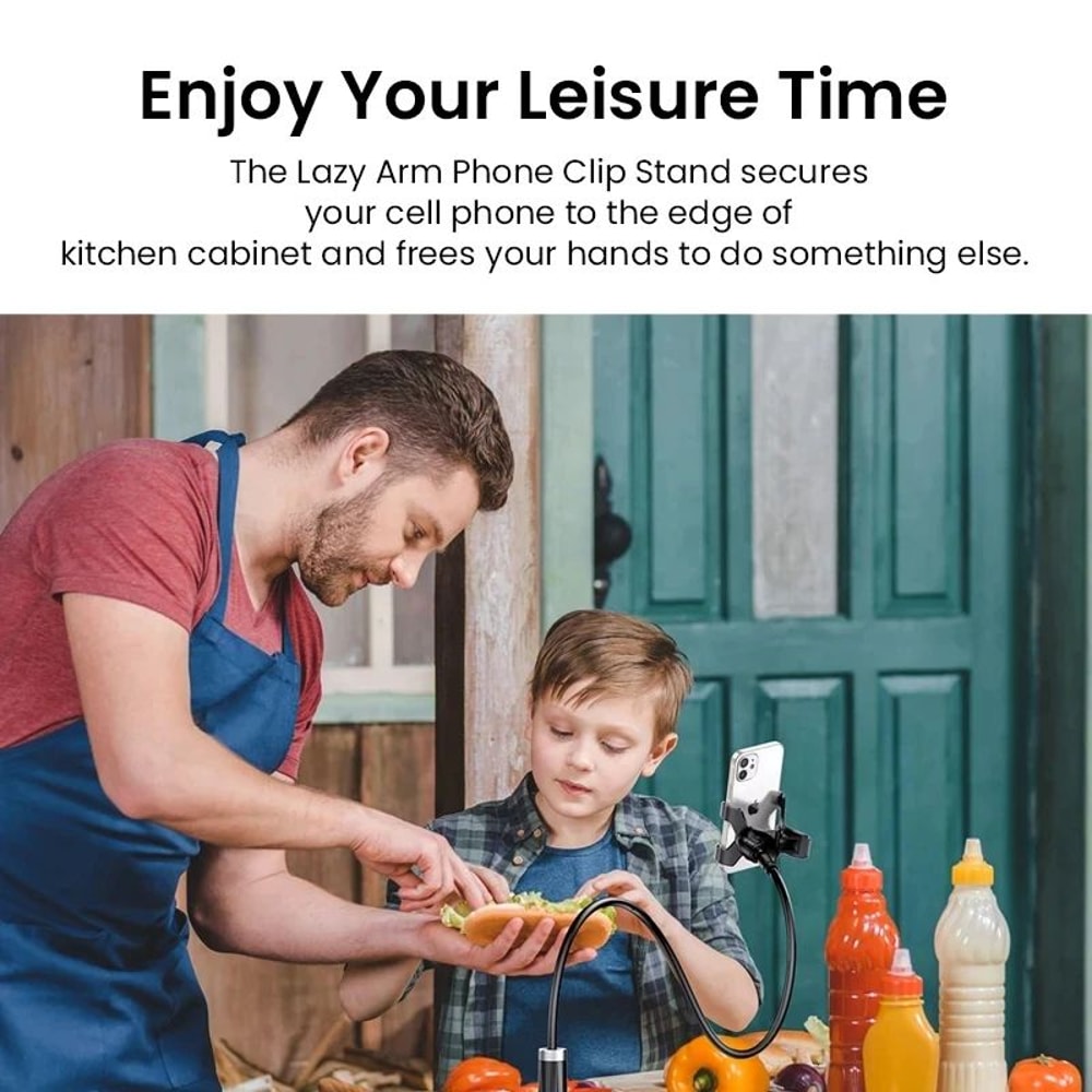 Universal Adjustable Phone Stand With Rotating Clip Bedside Desk HandsFree Holder 4