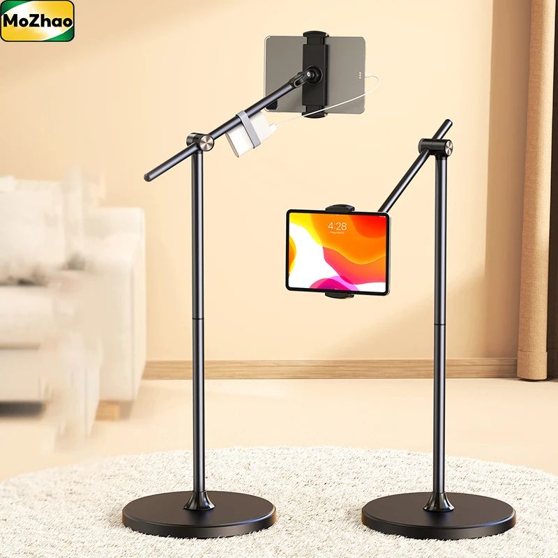 MoZhao Adjustable Tablet Floor Stand With Flexible Gooseneck Universal Tablet Stand For Bed Phone 0