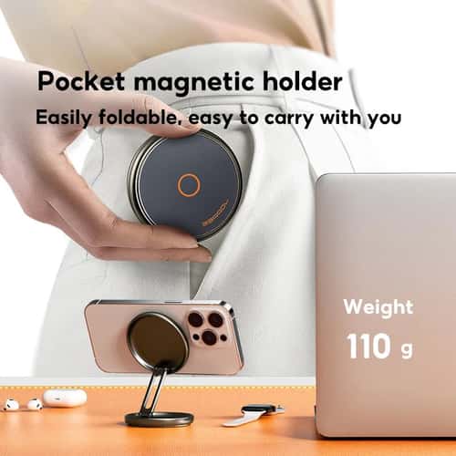 Magnetic Foldable MagSafe Phone Stand - Portable Desk Holder for Travel, Office & Selfies