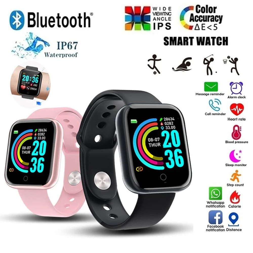 D20 Smart Fitness Tracker Watch With Bluetooth Notifications Sleep Monitoring 1