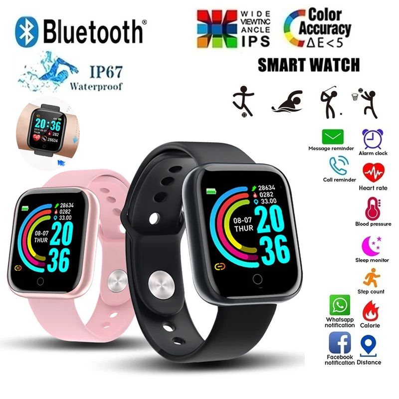 D20 Smart Fitness Tracker Watch With Bluetooth Notifications Sleep Monitoring 1