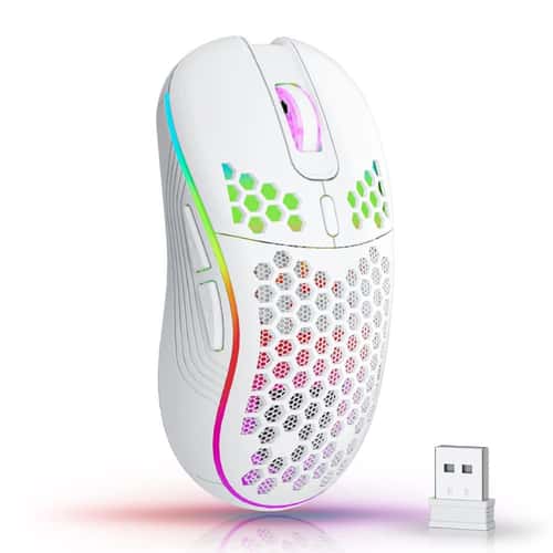 RGB Honeycomb Wireless Gaming Mouse – Rechargeable Ergonomic 6-Button Precision Mouse