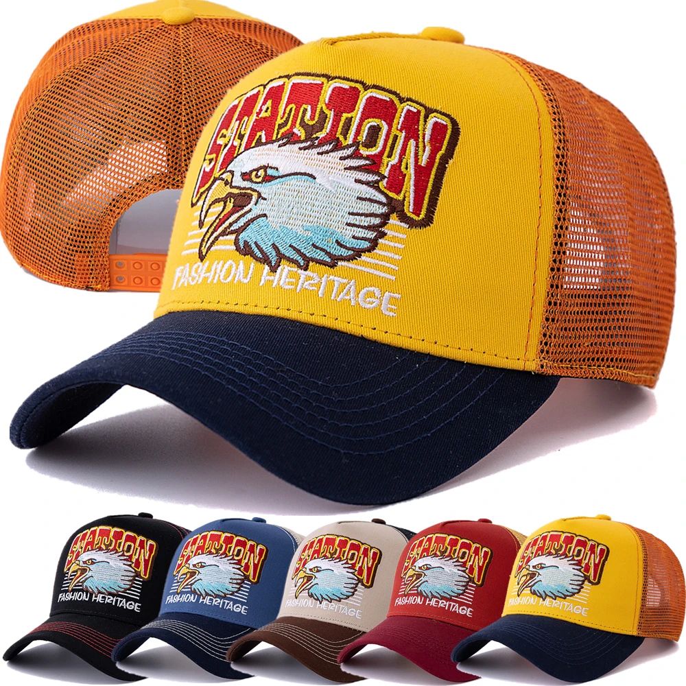 Eagle Head Mesh Trucker Hat Breathable Streetwear Snapback Baseball Cap 0