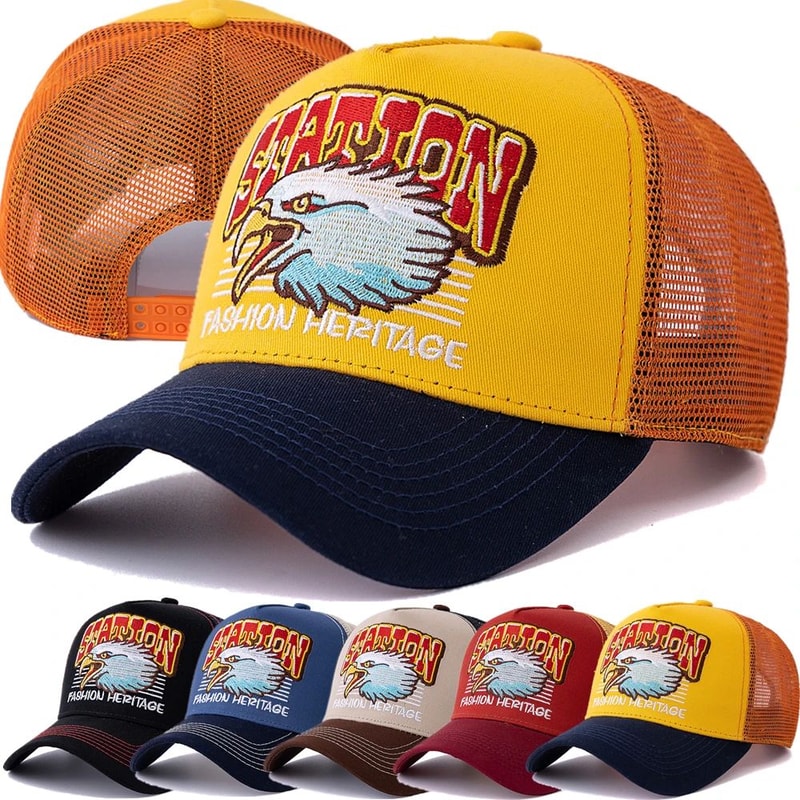 Eagle Head Mesh Trucker Hat Breathable Streetwear Snapback Baseball Cap 0