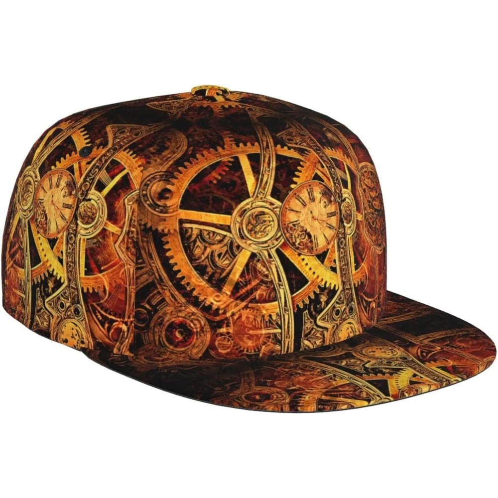 Vintage Steampunk Clock Trucker Hat Retro Gear Print Steampunk Snapback Cap With Breathable Mesh 0