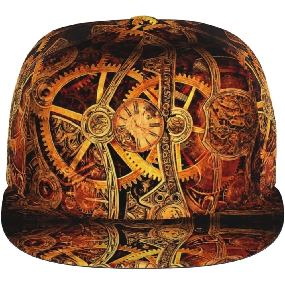 Vintage Steampunk Clock Trucker Hat Retro Gear Print Steampunk Snapback Cap With Breathable Mesh 2