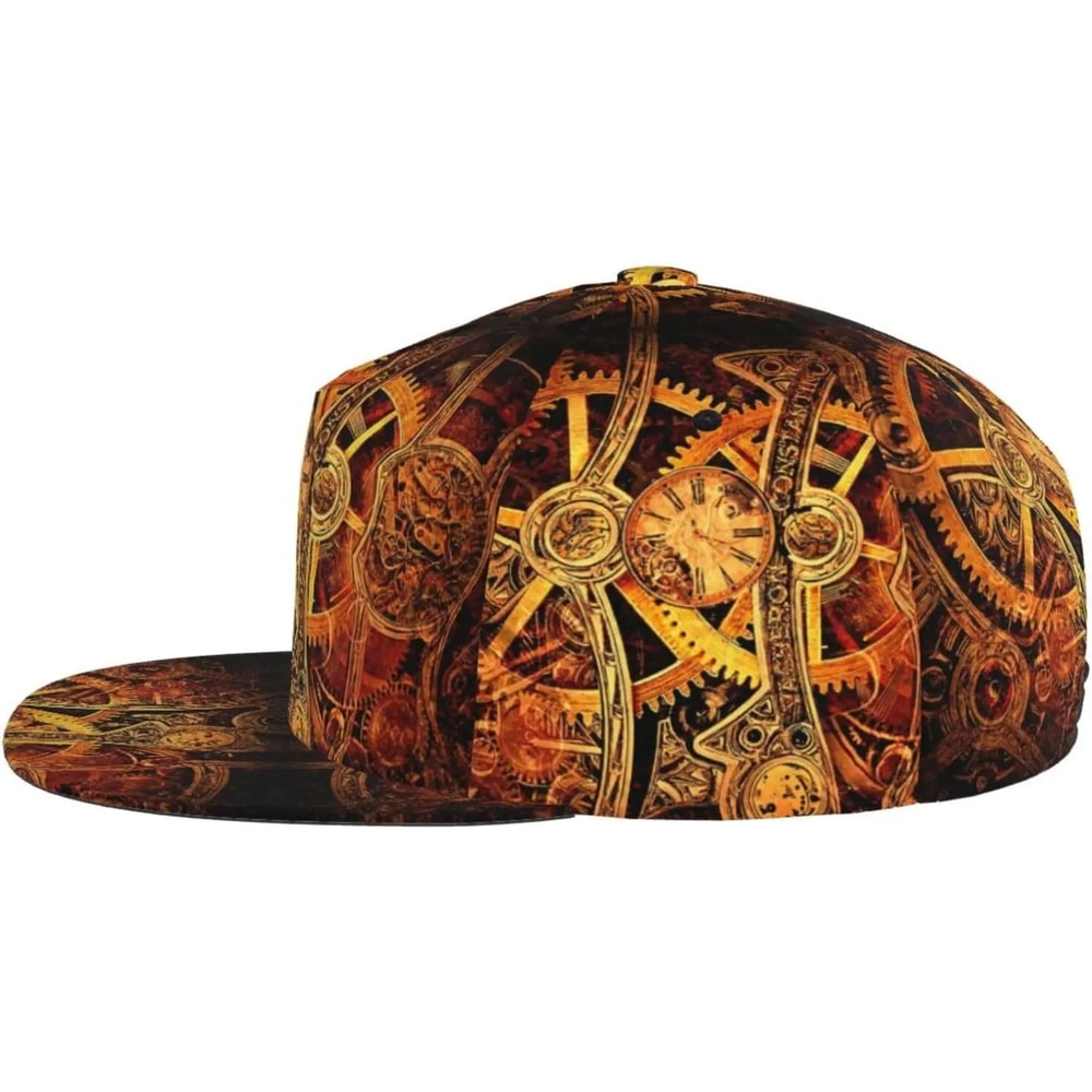 Vintage Steampunk Clock Trucker Hat Retro Gear Print Steampunk Snapback Cap With Breathable Mesh 3