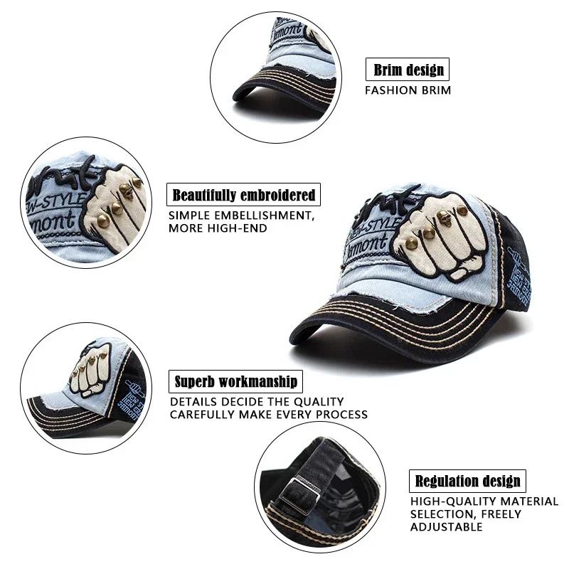 Urban Rivet Letter Duckbill Baseball Cap Adjustable Casual Streetwear Hat 5