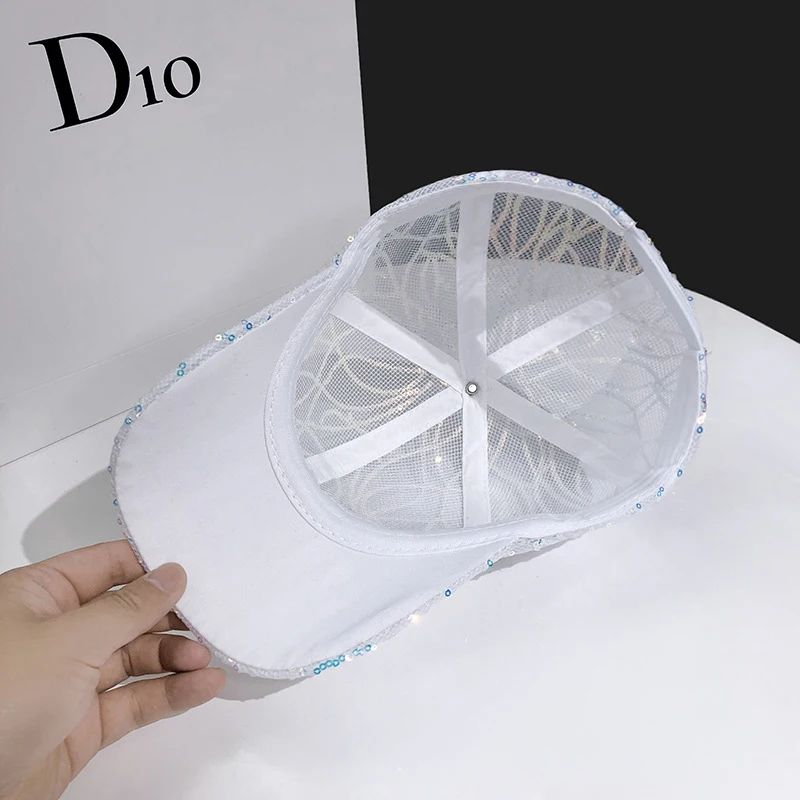 SparkleMesh Womens Mesh Baseball Cap Breathable Summer Sun Hat With Spangle Street Style 3