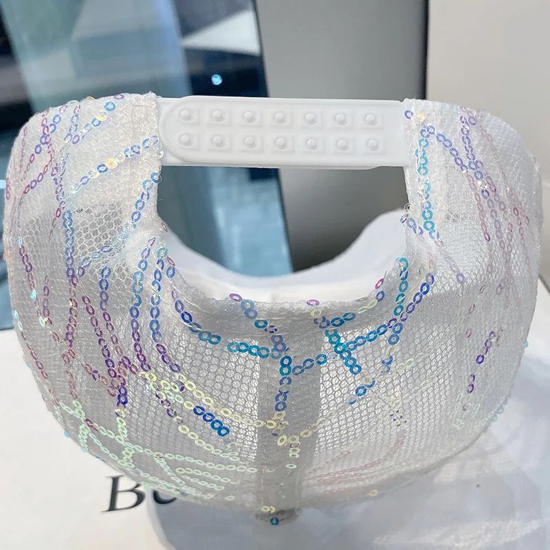 SparkleMesh Womens Mesh Baseball Cap Breathable Summer Sun Hat With Spangle Street Style 4