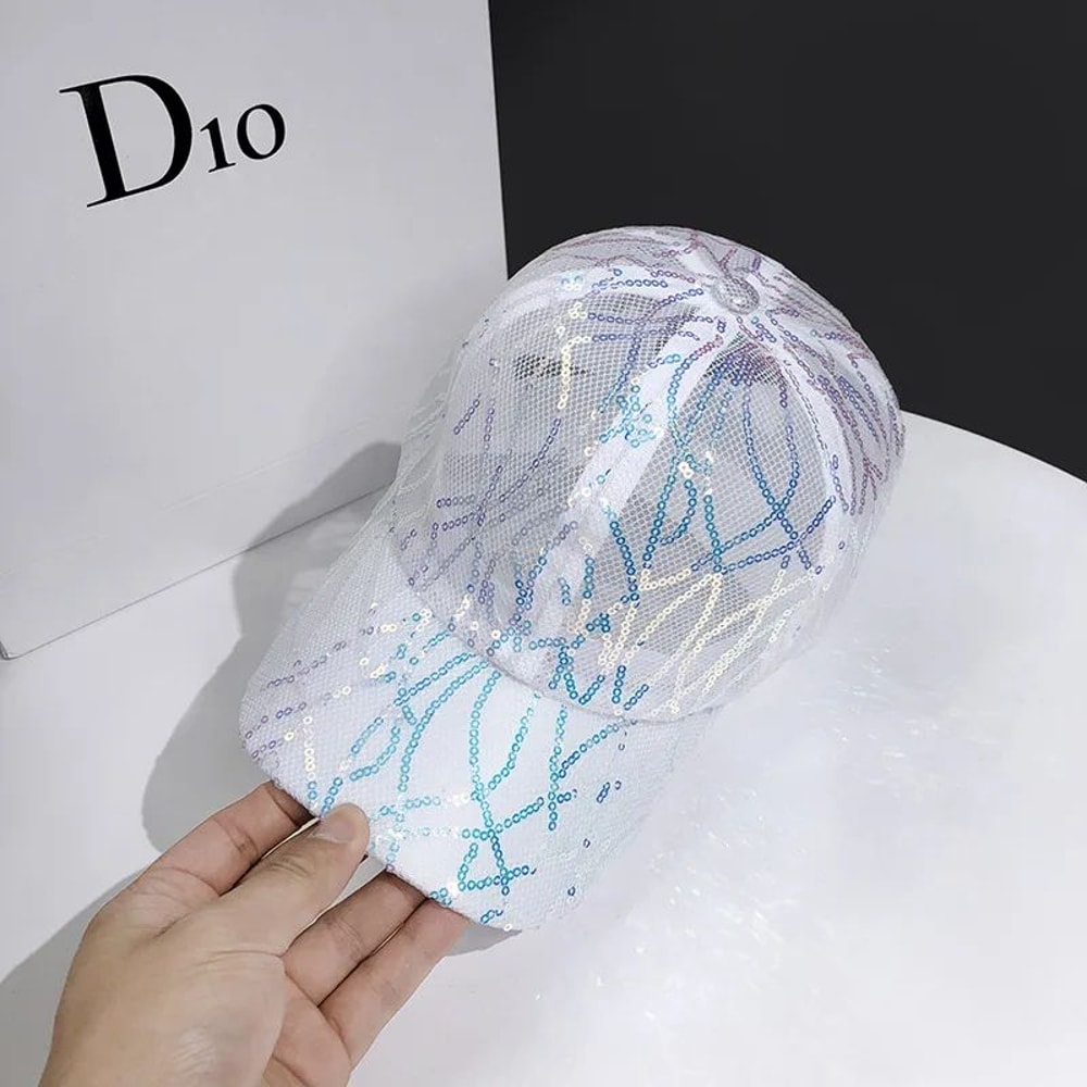 SparkleMesh Womens Mesh Baseball Cap Breathable Summer Sun Hat With Spangle Street Style 6