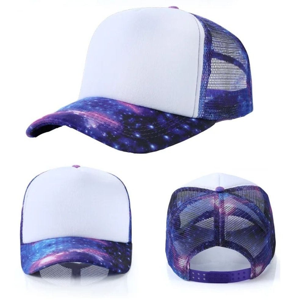 Starry Sky Sublimation Blank Baseball Cap Adjustable Mesh Trucker Hat For Custom Logo Printing 2