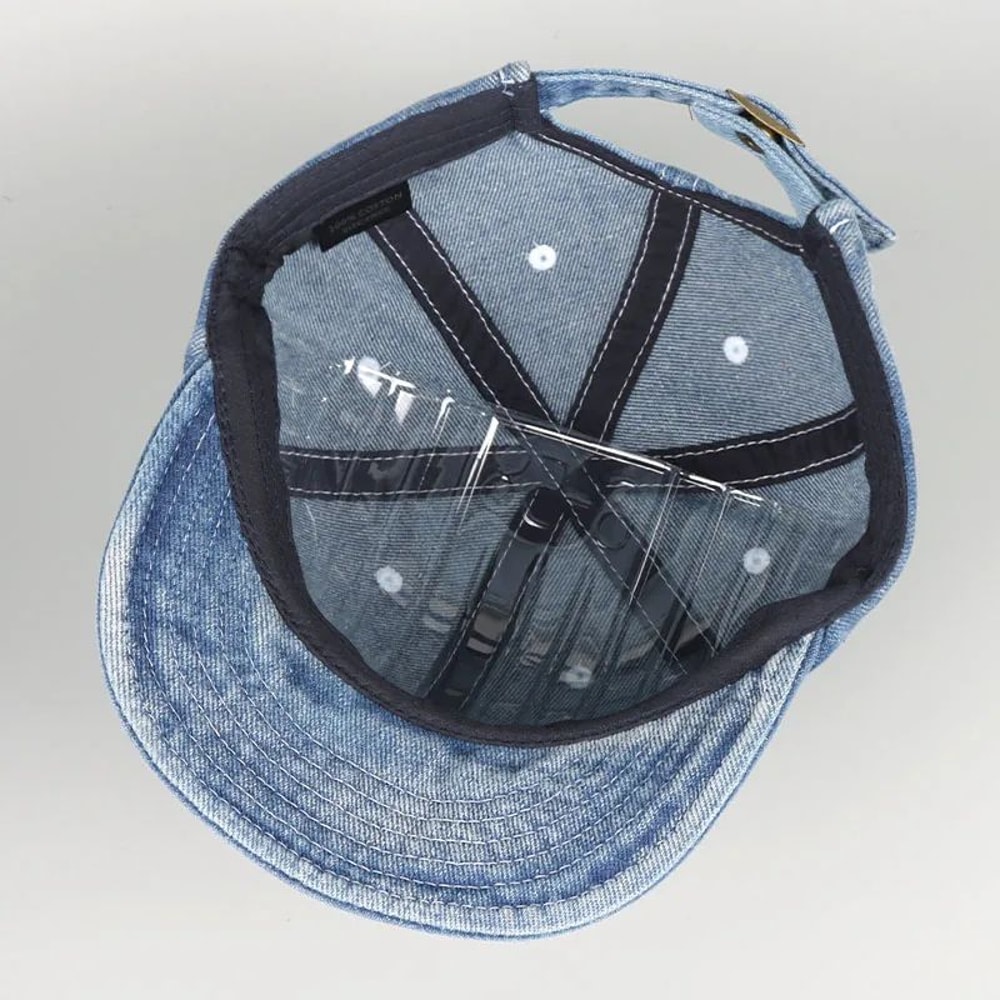 Vintage Short Brim Denim Baseball Cap Adjustable Unisex Streetwear Snapback 5
