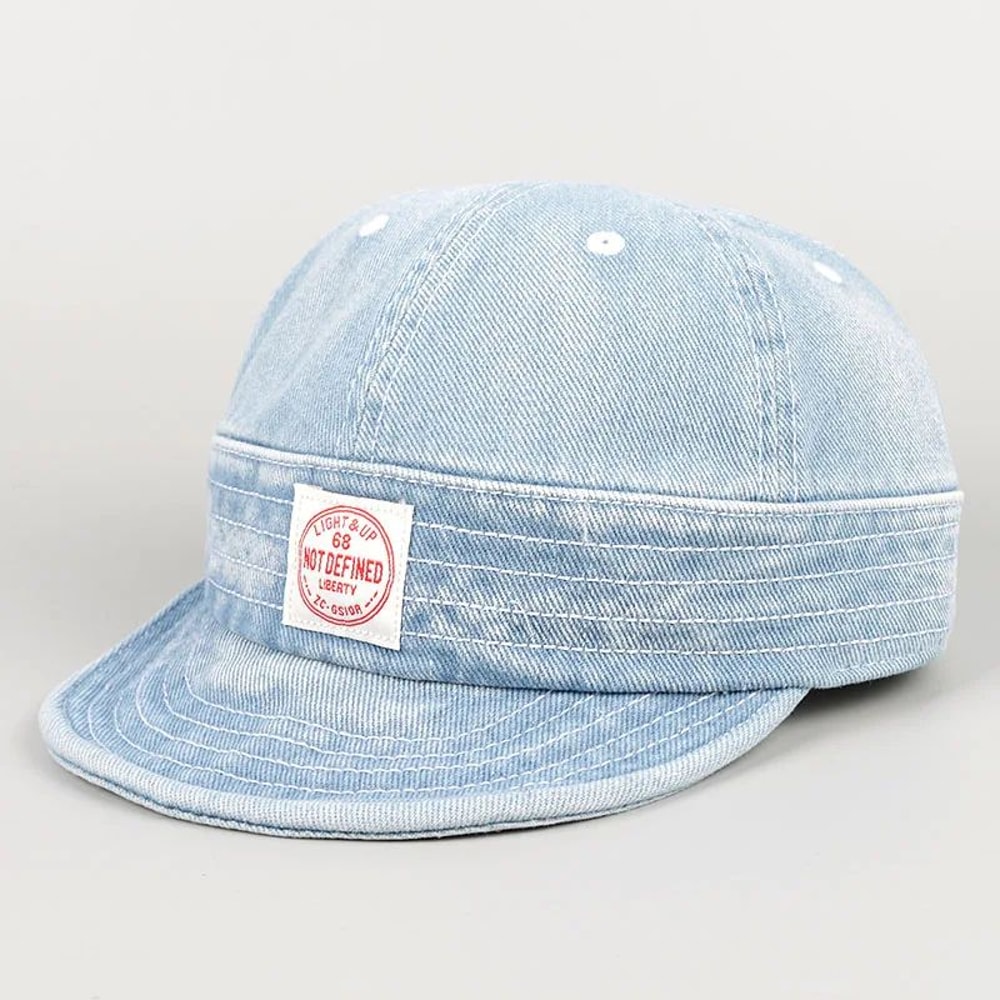 Vintage Short Brim Denim Baseball Cap Adjustable Unisex Streetwear Snapback 6
