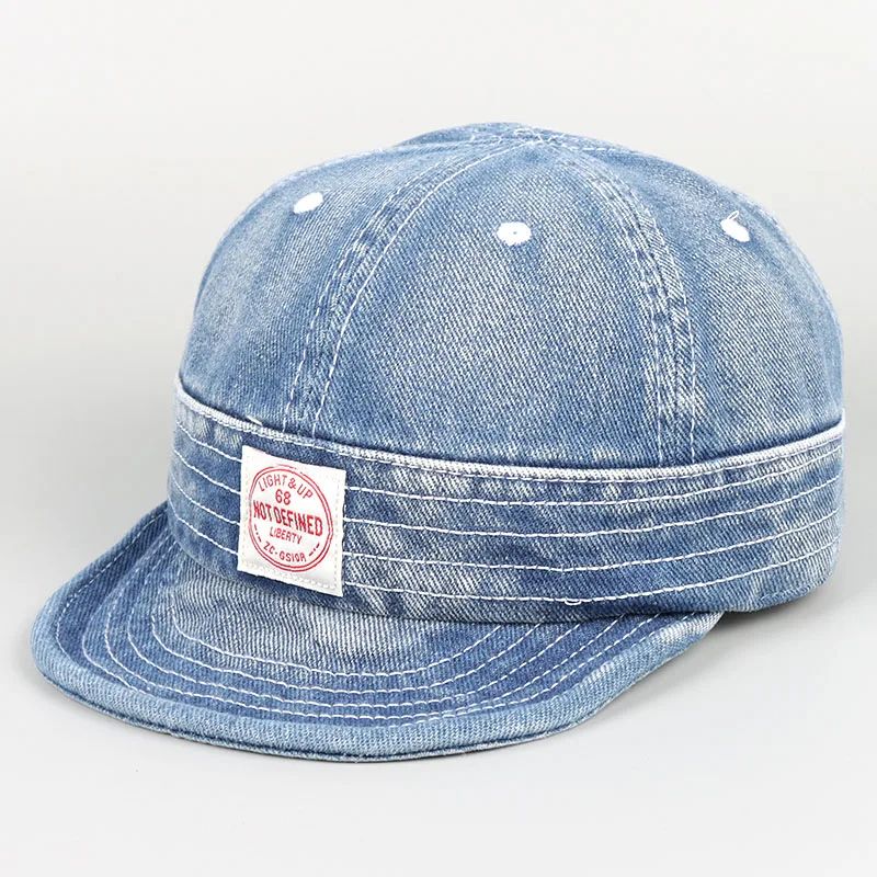 Vintage Short Brim Denim Baseball Cap Adjustable Unisex Streetwear Snapback 7