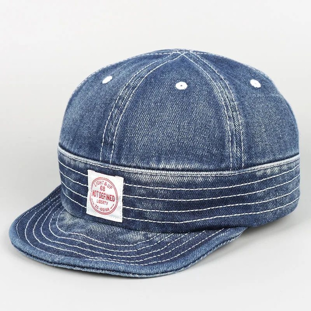 Vintage Short Brim Denim Baseball Cap Adjustable Unisex Streetwear Snapback 8