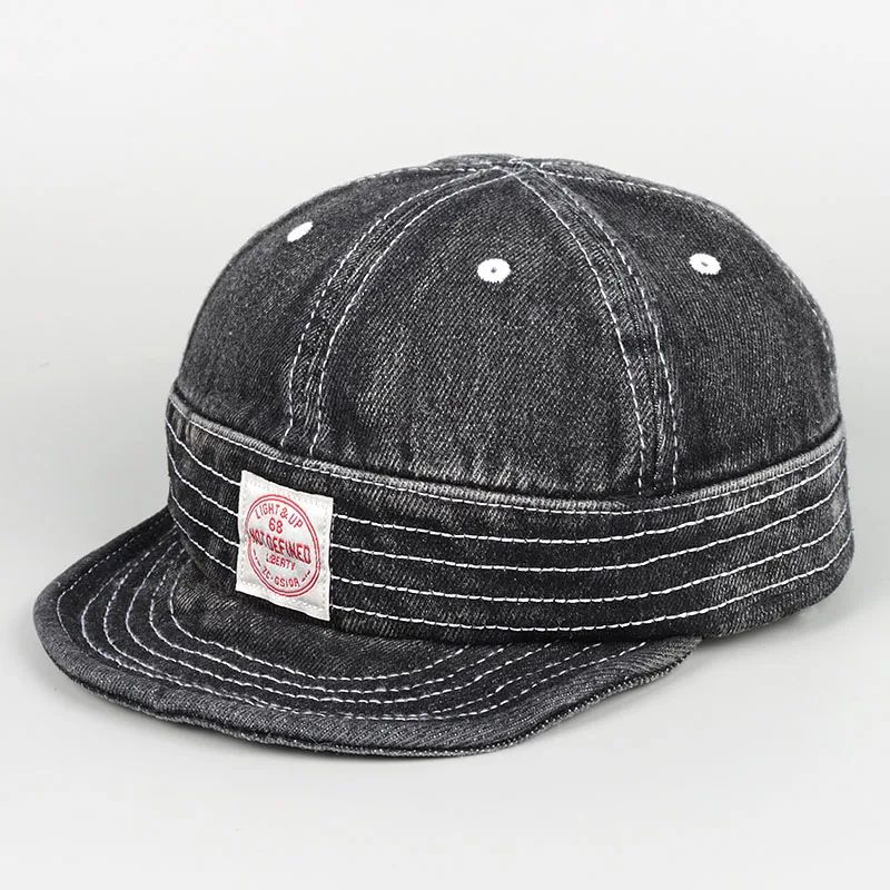 Vintage Short Brim Denim Baseball Cap Adjustable Unisex Streetwear Snapback 9