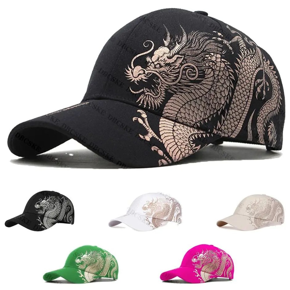 Chinese Dragon Baseball Cap Adjustable Dragon Snapback Hat With Sun Protection 0