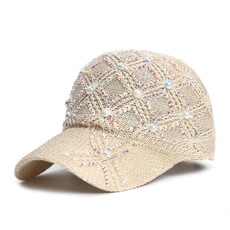 Womens Straw Baseball Cap UV Protection Adjustable Summer Beach Sun Hat 11