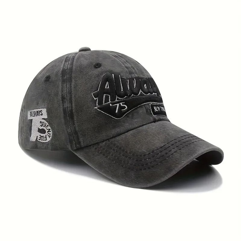 Vintage Washed Denim Baseball Cap With Embroidered Letter Adjustable Unisex Streetwear Hat 9