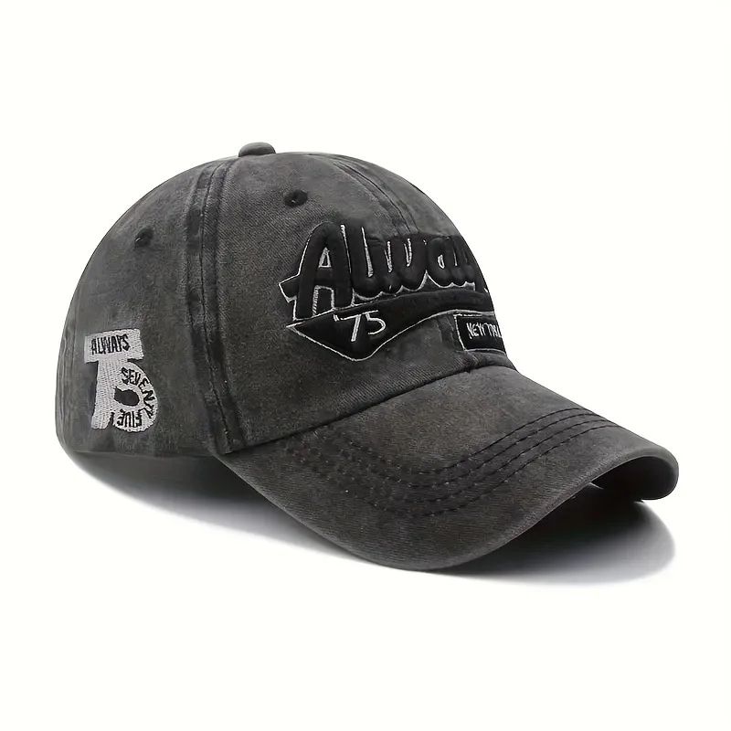 Vintage Washed Denim Baseball Cap With Embroidered Letter Adjustable Unisex Streetwear Hat 9