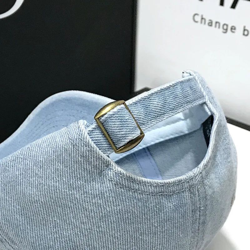 Vintage Denim Baseball Cap With Embroidered Letter C Adjustable Cotton Baseball Cap For Men Women 5