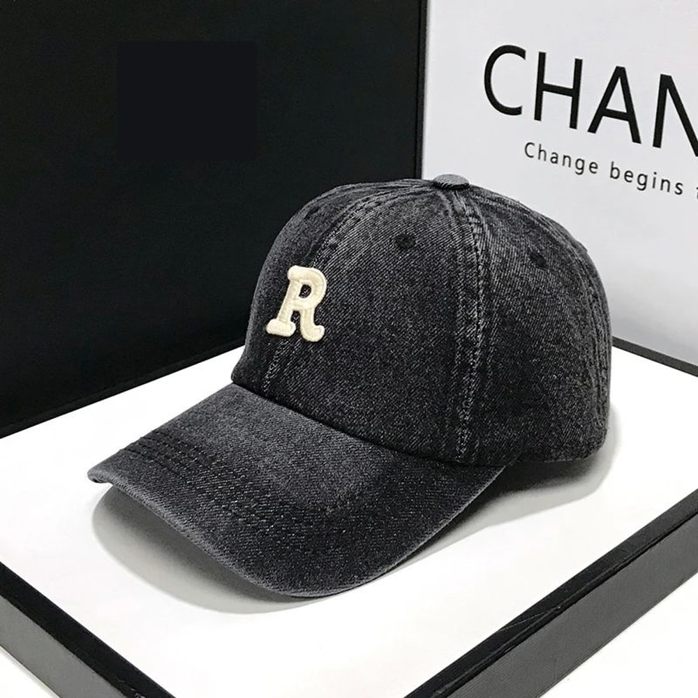 Vintage Denim Baseball Cap With Embroidered Letter C Adjustable Cotton Baseball Cap For Men Women 10