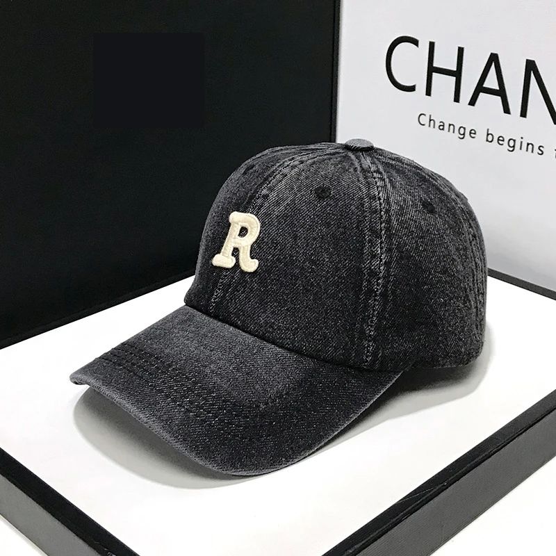 Vintage Denim Baseball Cap With Embroidered Letter C Adjustable Cotton Baseball Cap For Men Women 10