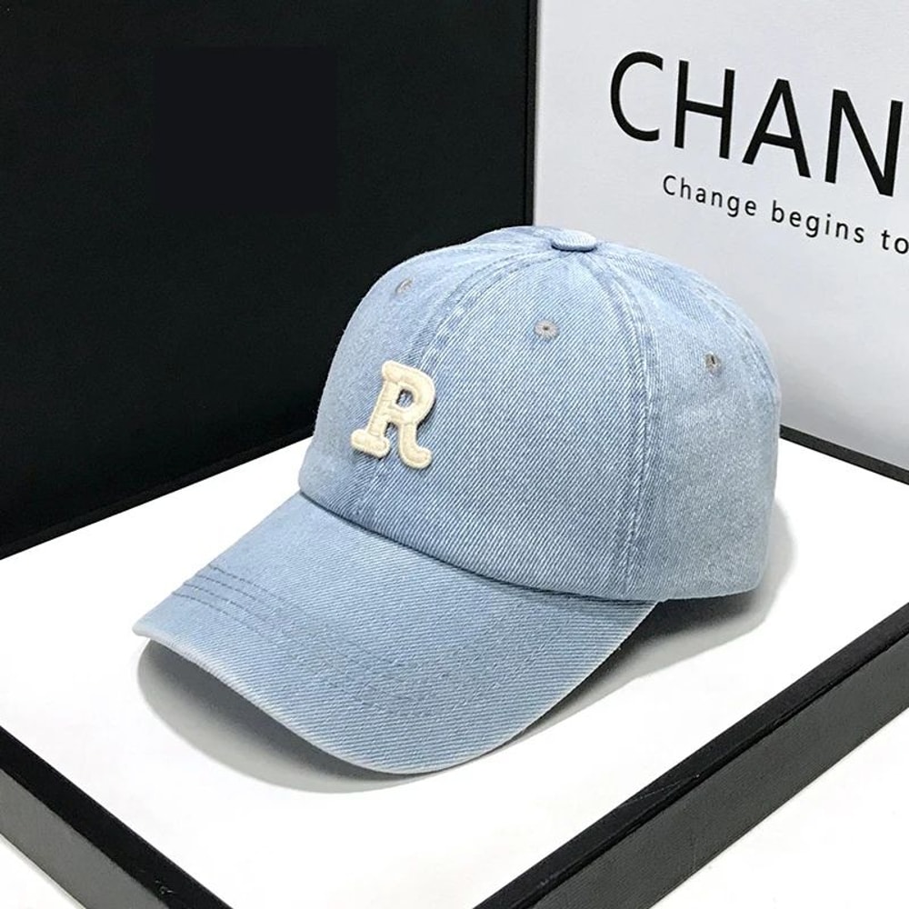 Vintage Denim Baseball Cap With Embroidered Letter C Adjustable Cotton Baseball Cap For Men Women 11
