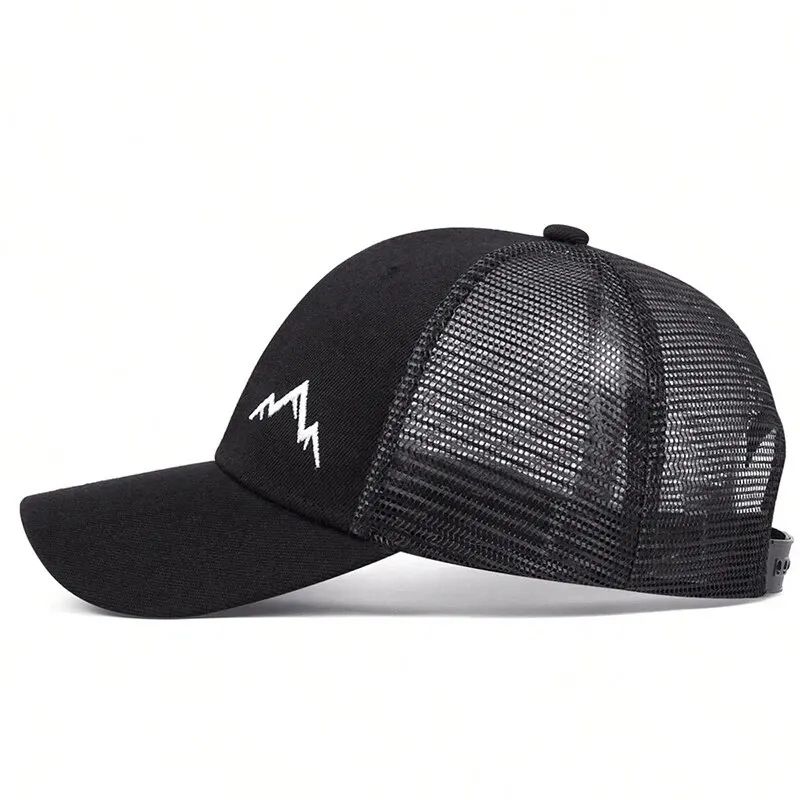Mountain Peak Embroidered Mesh Baseball Cap Breathable Adjustable Outdoor Sun Hat 0