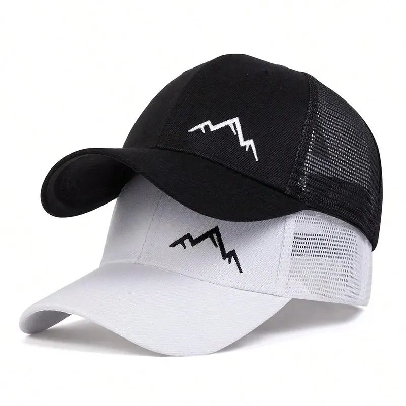Mountain Peak Embroidered Mesh Baseball Cap Breathable Adjustable Outdoor Sun Hat 2
