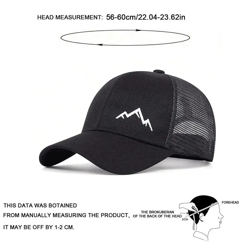 Mountain Peak Embroidered Mesh Baseball Cap Breathable Adjustable Outdoor Sun Hat 3