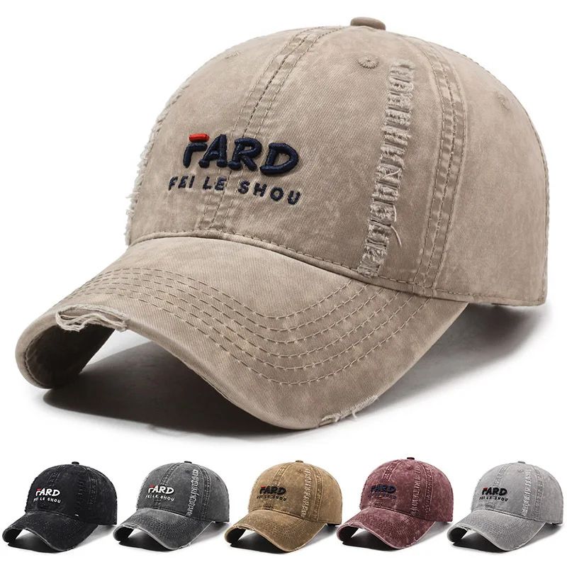 Korean Retro Washed Cotton Baseball Cap Unisex Embroidered Letter Cap Adjustable Summer Sun Hat 0